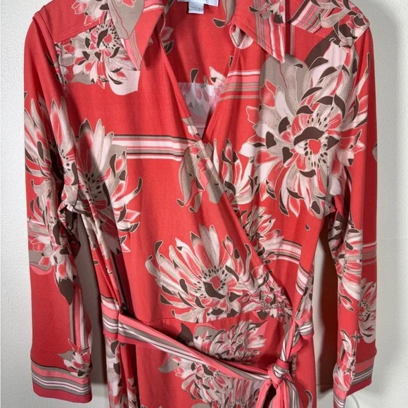 New York & Company Coral Floral Wrap Dress - Picture 4 of 7